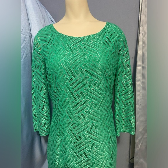 Lilly Pulitzer Green Sheath Dress Long Sleeve Crew Neck - Picture 7 of 12